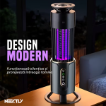 Lampa UV anti insecte, tantari si muste NEXTLY, 2 in 1, acumulator, cu functie de lampa de veghe, temporizator 2/4/6 h, suport de masa, perete si carlig de agatare, 5W, 11x28 cm, incarcare tip C, albastru-negru - imagine 8