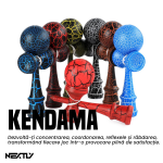 Kendama profesionala NEXTLY, design crapat, rosu-negru, 18x7cm - imagine 2