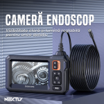 Camera Endoscop industrial cu monitor NEXTLY, Ecran 4, 3 INCH, 1080P HD, Cablu semi-rigid 5m, flexibil, 3 adaptoare - oglinda, magnet, carlig, intensitate lumina reglabila, zoom digital, luminozitate ajustabila, contrast reglabil, negru - imagine 2