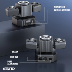Proiector LED RGBW profesional NEXTLY, rotativ, 3 capete, 4 LED x 23W RGBW, 2 x laser 50mW, 115W LED 4 in 1, control telecomanda si DMX, 12 jocuri de lumina integrate, sincronizare muzicala, stroboscop, DJ, PARTY, DISCO, Negru - imagine 6