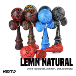 Kendama profesionala din lemn NEXTLY, design crapat, 18cm, negru - imagine 3