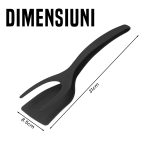 Set 2 x Spatula-cleste pentru carne/peste/alimente NEXTLY, ustensila 2 in 1 pentru intors/ridicat/prins alimentele, maner ergonomic, material PP non-toxic, rezistenta la temperaturi ridicate, negru - imagine 6