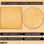 Set 10 x tapet autoadeziv 3D NEXTLY, pentru perete sau tavan, waterproof, ajustabil, adeziv puternic, usor de montat, suprafata acoperire 4.9 mp, 70x70 cm, design modern, portocaliu, cod 73 - imagine 2