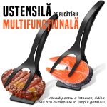 Set 2 x Spatula-cleste pentru carne/peste/alimente NEXTLY, ustensila 2 in 1 pentru intors/ridicat/prins alimentele, maner ergonomic, material PP non-toxic, rezistenta la temperaturi ridicate, negru - imagine 2