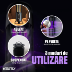Lampa UV anti insecte, tantari si muste NEXTLY, 2 in 1, acumulator, cu functie de lampa de veghe, temporizator 2/4/6 h, suport de masa, perete si carlig de agatare, 5W, 11x28 cm, incarcare tip C, albastru-negru - imagine 10