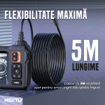 Camera Endoscop industrial cu monitor NEXTLY, Ecran 4, 3 INCH, 1080P HD, Cablu semi-rigid 5m, flexibil, 3 adaptoare - oglinda, magnet, carlig, intensitate lumina reglabila, zoom digital, luminozitate ajustabila, contrast reglabil, negru - imagine 6
