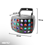 Proiector LED RGBW Party LED Butterfly NEXTLY, 28 x Lentile, 1 x Laser Verde 50mw, 1 x Laser Rosu 100mW, 2 x 15W LED RGBW rotative, 6 x LED 100mW red sky stars, sincronizare muzicala, telecomanda, double rain pattern 3 in 1, DJ, Disco, Lumini scena, negru - imagine 10