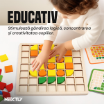 Puzzle din lemn pentru copii NEXTLY, 120 de piese, design mozaic, diverse modele colorate, 22.5x22.5cm, 3+ ani, multicolor - imagine 6