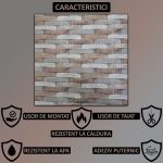 Set 10 x tapet autoadeziv 3D NEXTLY, pentru perete sau tavan, waterproof, ajustabil, adeziv puternic, usor de montat, suprafata acoperire 5.3 mp, 70x77 cm, design modern, maro-gri, cod 87 - imagine 3