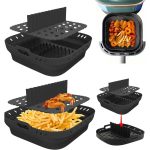 Set Friteuza cu aer cald 1400W, spatula-cleste si forma de silicon NEXTLY, control touch, capacitate 10L, interior iluminat, geam, 7 functii presetate pentru preparate, temperatura reglabila 80-210°C, timp reglabil, afisaj digital, negru - imagine 13