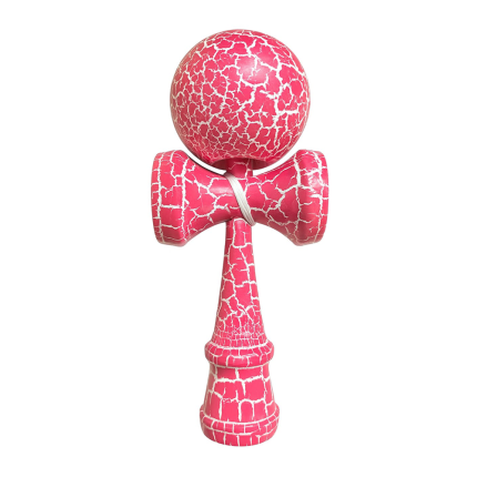 Kendama profesionala NEXTLY, design crapat, roz, 18x7cm