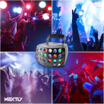 Proiector LED RGBW Party LED Butterfly NEXTLY, 28 x Lentile, 1 x Laser Verde 50mw, 1 x Laser Rosu 100mW, 2 x 15W LED RGBW rotative, 6 x LED 100mW red sky stars, sincronizare muzicala, telecomanda, double rain pattern 3 in 1, DJ, Disco, Lumini scena, negru - imagine 9