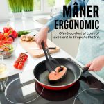 Set 2 x Spatula-cleste pentru carne/peste/alimente NEXTLY, ustensila 2 in 1 pentru intors/ridicat/prins alimentele, maner ergonomic, material PP non-toxic, rezistenta la temperaturi ridicate, gri - imagine 5