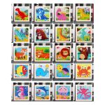 Set 5 x puzzle copii NEXTLY, 9 piese, modele aleatorii, diverse animale si vehicule, lemn, 11x11cm, multicolor - imagine 10