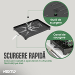 Scurgator de vase etajat NEXTLY, suport cu 2 niveluri, suport pentru tacamuri/cutite/ustensile de bucatarie si tocator, tava de scurgere cu suport, metalic, 32x30x42cm, negru - imagine 6