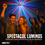 Proiector LED RGBW Party LED Butterfly NEXTLY, 28 x Lentile, 1 x Laser Verde 50mw, 1 x Laser Rosu 100mW, 2 x 15W LED RGBW rotative, 6 x LED 100mW red sky stars, sincronizare muzicala, telecomanda, double rain pattern 3 in 1, DJ, Disco, Lumini scena, negru - imagine 8
