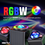 Proiector LED RGBW profesional NEXTLY, rotativ, 3 capete, 4 LED x 23W RGBW, 2 x laser 50mW, 115W LED 4 in 1, control telecomanda si DMX, 12 jocuri de lumina integrate, sincronizare muzicala, stroboscop, DJ, PARTY, DISCO, Negru - imagine 4