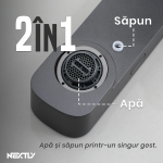 Baterie pentru chiuveta de baie 2 in 1 cu senzor si dozator de sapun spuma NEXTLY, afisaj digital integrat, material cupru si plastic, actionare manuala sau pe senzor, incarcare usb-c, gri metalizat - imagine 6