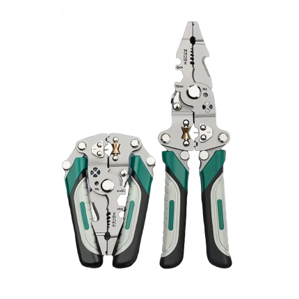 Cleste-patent multifunctional NEXTLY, pentru dezizolat/sertizat/taiat/prindere/strangere, pliabil, maner ergonomic, rezistent, 20.5x6cm, verde