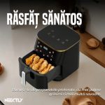Set Friteuza cu aer cald 1400W si spatula-cleste NEXTLY, control touch, capacitate 10L, interior iluminat, geam, 7 functii presetate pentru preparate, temperatura reglabila 80-210°C, timp reglabil, afisaj digital, negru - imagine 8