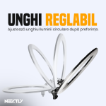Set Lampa circulara Ring Light LED RGBW + telecomanda selfie NEXTLY, lumina calda/rece/neutra/RGB, multiple moduri de iluminare RGB, intensitate/temperatura reglabila, 3 suporturi telefon, telecomanda, 2xUSB, alimentare cablu, trepied 210cm, diametru 45cm - imagine 6