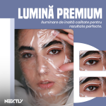 Set Lampa circulara Ring Light LED RGBW + telecomanda selfie NEXTLY, lumina calda/rece/neutra/RGB, multiple moduri de iluminare RGB, intensitate/temperatura reglabila, 3 suporturi telefon, telecomanda, 2xUSB, alimentare cablu, trepied 210cm, diametru 45cm - imagine 5