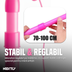 Microfon copii cu stativ NEXTLY, modulabil 70-100cm, detasabil, albastru, 70x21cm - imagine 3