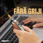 Scrumiera portabila auto/spatii inchise cu bricheta NEXTLY, pentru tigari, 3 capete, fara scrum, grile de aerisire pentru eliminarea si filtrarea fumului, incarcare USB, maro - imagine 4