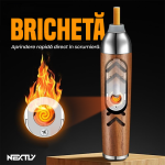 Scrumiera portabila auto/spatii inchise cu bricheta NEXTLY, pentru tigari, 3 capete, fara scrum, grile de aerisire pentru eliminarea si filtrarea fumului, incarcare USB, maro - imagine 3