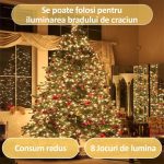 Instalatie de Craciun multicolora NEXTLY, rola 40m lungime, RGB, 8 jocuri de lumini, rezistenta la apa si inghet, interior exterior, pentru brad, casa, pomi, alimentare 220v - imagine 3