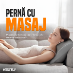 Perna pentru masaj Shiatsu NEXTLY, portabila, 3 viteze, bidirectional, incalzire, control din telecomanda, piele ecologica si panza, gri - imagine 2