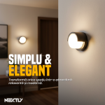 Aplica de perete NEXTLY, LED, lumina calda, pentru exterior si interior, design modern, corp aluminiu, nx6, negru - imagine 6