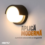 Aplica de perete NEXTLY, LED, lumina calda, pentru exterior si interior, design modern, corp aluminiu, nx6, negru - imagine 2