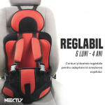 Scaun auto copii NEXTLY, reglabil, protectie cap, negru-albastru, 30x20x50cm, 6 luni - 4 ani - imagine 4