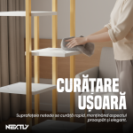 Suport pentru ghivece NEXTLY, stand pentru flori, plante si alte obiecte, 6 rafturi, interior/exterior, stabil, lemn si metal, 60x20x113cm, alb-auriu - imagine 7