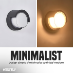 Aplica de perete NEXTLY, LED, lumina calda, pentru exterior si interior, design modern, corp aluminiu, nx6, negru - imagine 3
