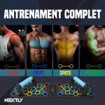 Placa fitness flotari NEXTLY, pliabila, manere ergonomice, sistem ghidaj pe culori umeri/piept/spate/triceps, portabila, 63.5x17.8cm, multicolora - imagine 3