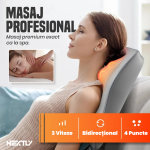 Perna pentru masaj Shiatsu NEXTLY, portabila, 3 viteze, bidirectional, incalzire, control din telecomanda, piele ecologica si panza, gri - imagine 4