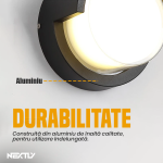 Aplica de perete NEXTLY, LED, lumina calda, pentru exterior si interior, design modern, corp aluminiu, nx6, negru - imagine 8