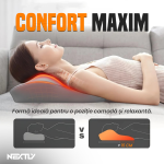 Perna pentru masaj Shiatsu NEXTLY, portabila, 3 viteze, bidirectional, incalzire, control din telecomanda, piele ecologica si panza, gri - imagine 6