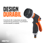 Pistol pentru furtun de gradina NEXTLY, cap multifunctional, 8 moduri de stropire, accesorii incluse, gri - imagine 9