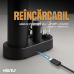Set tirbuson electric NEXTLY, stand de incarcare si organizare, taietor de folie, aerator si dop cu vidare incluse, negru - imagine 7