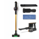 Aspirator vertical cu functie de mop si auto NEXTLY, lumina LED, 4 capete interschimbabile, afisaj digital, indicator baterie, 3 trepte de viteza, negru