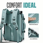 Rucsac multifunctional NEXTLY, tip geanta de mana, multiple compartimente, compartiment incaltaminte, impermeabil, port USB, atasare pe troler, manere, 46x30x16cm, negru - imagine 6