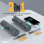 Lampa extensibila pentru camping NEXTLY, lumina calda/rece, 3 trepte de intensitate, mod SOS, functie PowerBank, waterproof, magnet integrat, tarus de fixare in sol, 25-92cm, verde - imagine 6