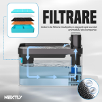 Dispenser automat de apa pentru caini/pisici NEXTLY, 3 moduri de functionare - senzor de miscare/temporizator/continuu, sistem de filtrare triplu, 2.2l, 18.5x16x11cm, negru - imagine 5