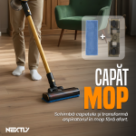 Aspirator vertical cu functie de mop si auto NEXTLY, lumina LED, 4 capete interschimbabile, afisaj digital, indicator baterie, 3 trepte de viteza, negru - imagine 3