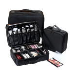 Geanta de cosmetice portabila NEXTLY, 2 deschideri, multiple compartimente, design modular, capacitate mare, impermeabila, maner, curea reglabila, atasare pe troler, 44x33x14cm - XL, negru