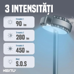 Lampa extensibila pentru camping NEXTLY, lumina calda/rece, 3 trepte de intensitate, mod SOS, functie PowerBank, waterproof, magnet integrat, tarus de fixare in sol, 25-92cm, verde - imagine 5