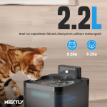 Dispenser automat de apa pentru caini/pisici NEXTLY, 3 moduri de functionare - senzor de miscare/temporizator/continuu, sistem de filtrare triplu, 2.2l, 18.5x16x11cm, negru - imagine 6